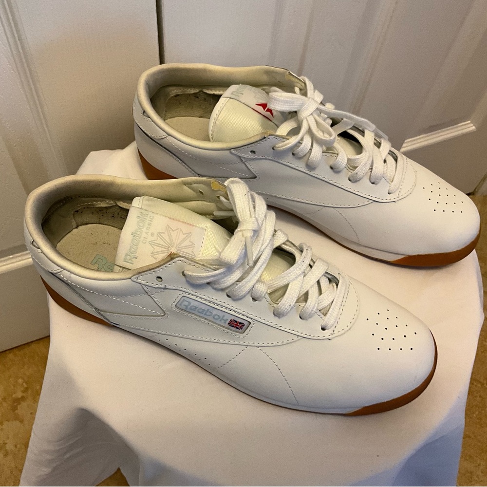 Reebok Women's White Leather Sneakers with Gum Outsole